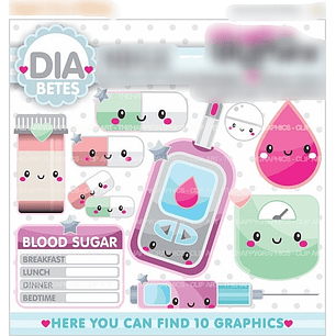 Kit Digital Medidor de Diabetes Fofinhos 