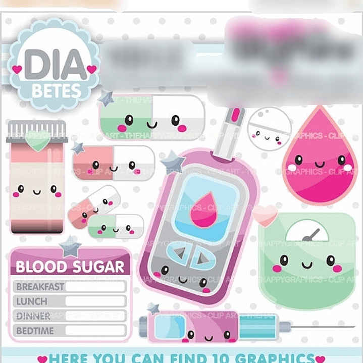 Kit Digital Medidor de Diabetes Fofinhos  1