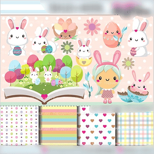KIt Digital Pascóa Coelhinhos Girl