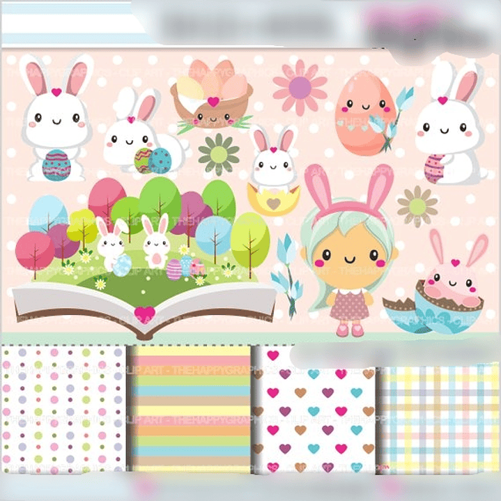 KIt Digital Pascóa Coelhinhos Girl 1