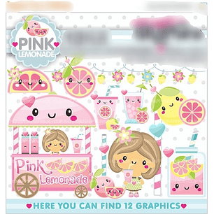 Kit Digital Carrinho Limonada Rosa 