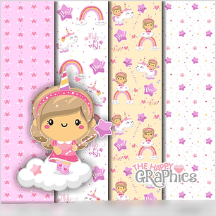 Kit Digital Papeis Fadinha Unicornio 