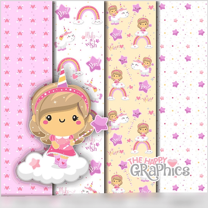 Kit Digital Papeis Fadinha Unicornio  1