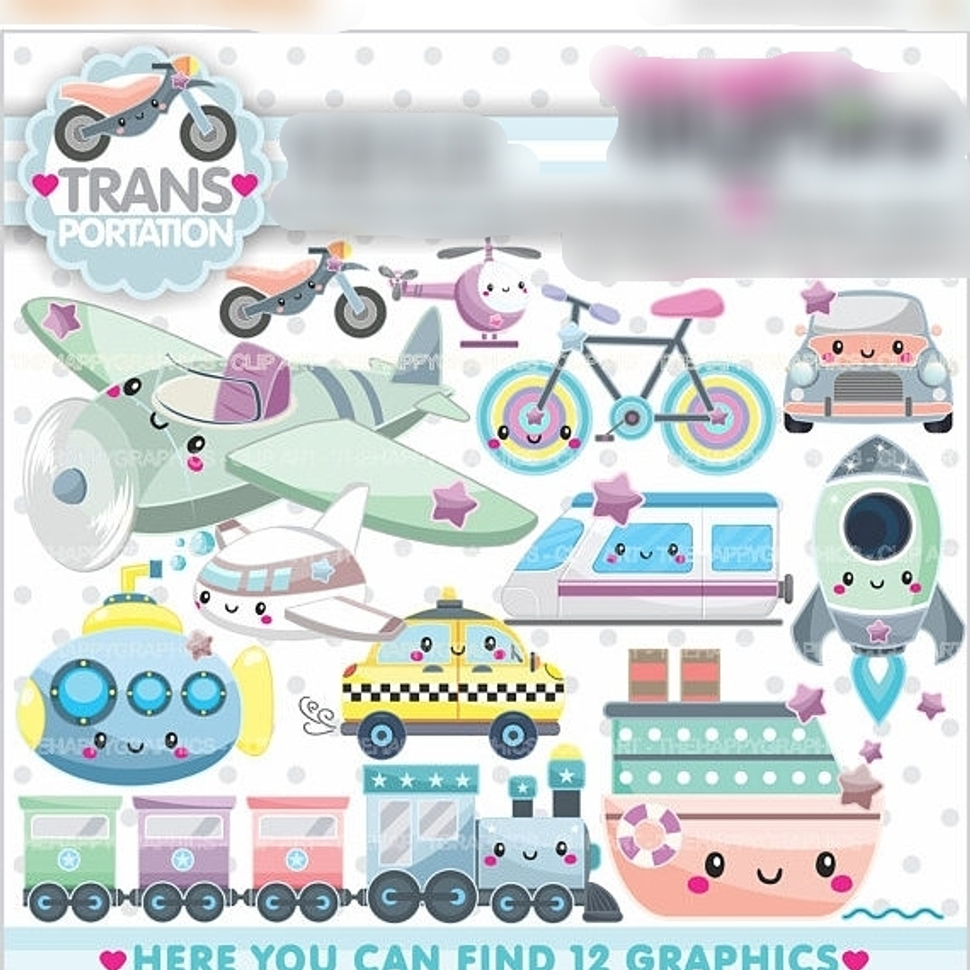 Kit Digital Transportes Fofinhos  1