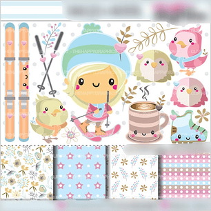 Kit Digital Menina no Inverno 