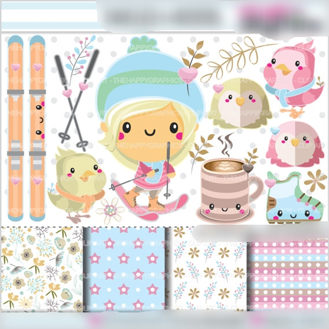 Kit Digital Menina no Inverno  1