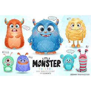 Kit Digital Monstrinhos Aquarela