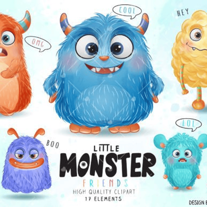 Kit Digital Monstrinhos Aquarela 1