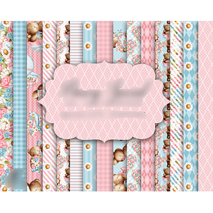 Kit Digital Papeis Ursinha Rosa 