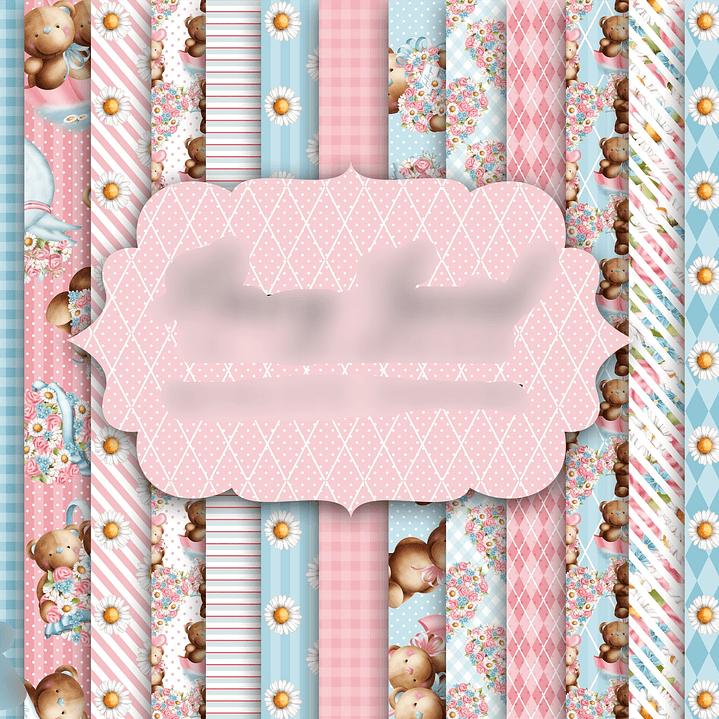 Kit Digital Papeis Ursinha Rosa  1