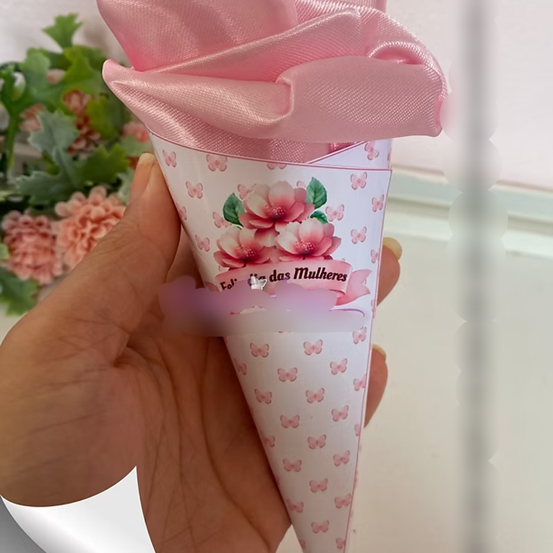 Arquivo Dia da Mulher Card Cone para Toca de Cetim 1