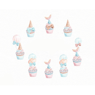 Kit Digital Cupcakes Sereia 