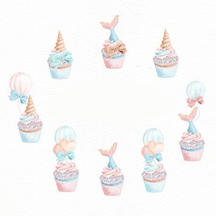 Kit Digital Cupcakes Sereia  1