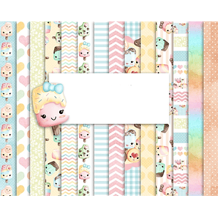 Kit Digital Papeis Sorvete Fofinhos 