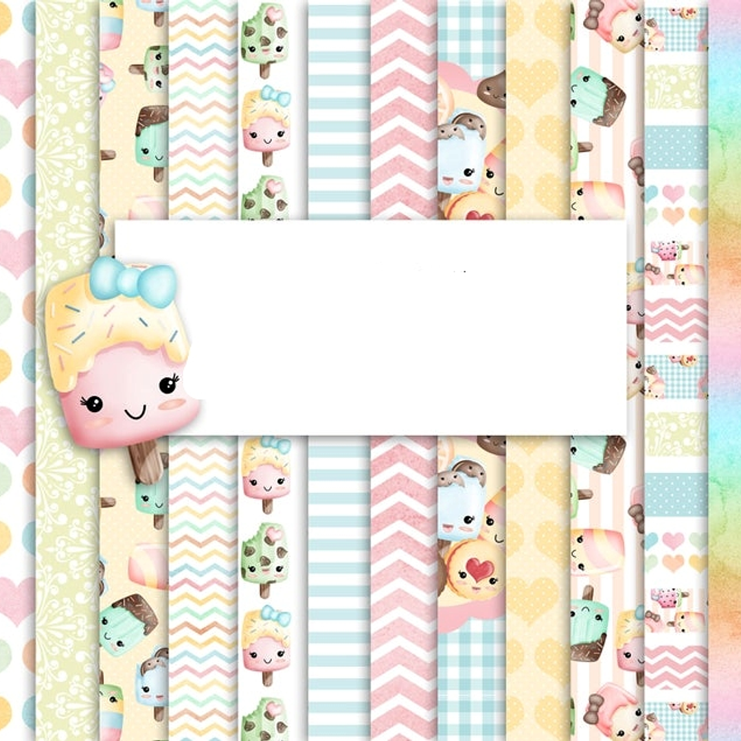 Kit Digital Papeis Sorvete Fofinhos  1