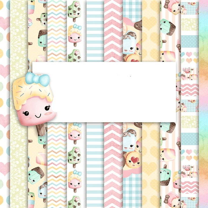 Kit Digital Papeis Sorvete Fofinhos  1