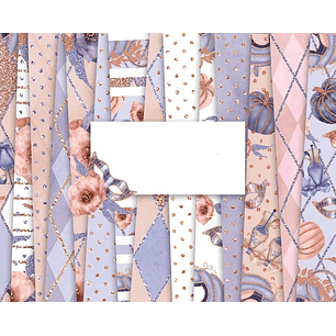 Kit Digital Papeis Flores Brilhosas Dourada 