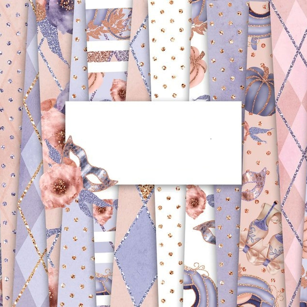 Kit Digital Papeis Flores Brilhosas Dourada  1