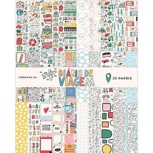 Kit Digital Papéis em A4 Coleção Diário de Viagem