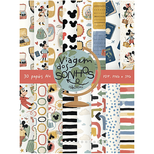 Kit Digital Papéis em A4 Coleção Viagem dos Sonhos