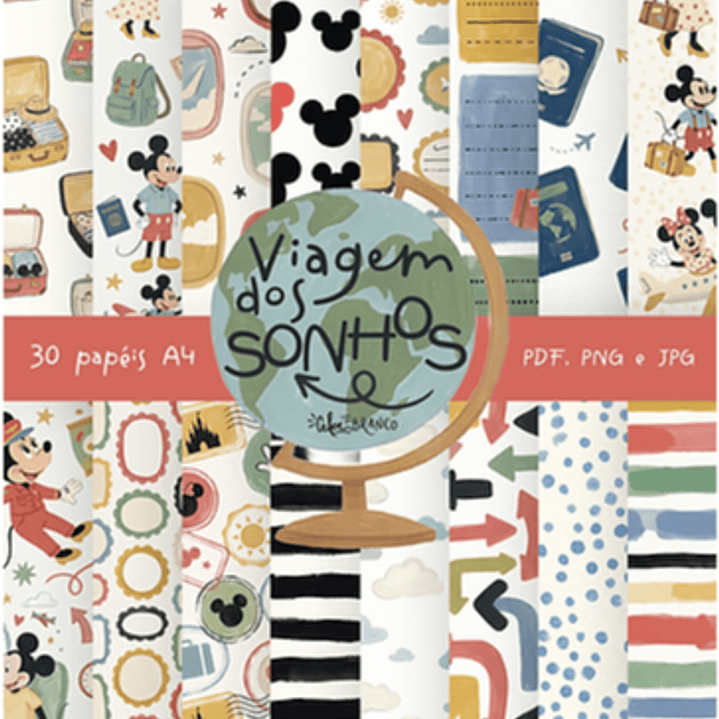 Kit Digital Papéis em A4 Coleção Viagem dos Sonhos 1