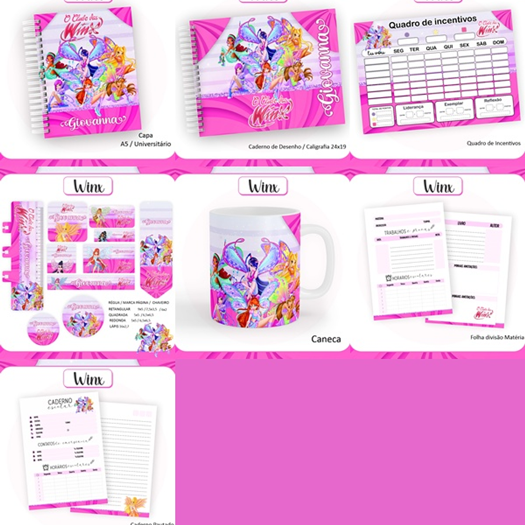 Arquivo Encadernação Escolar Winx 1