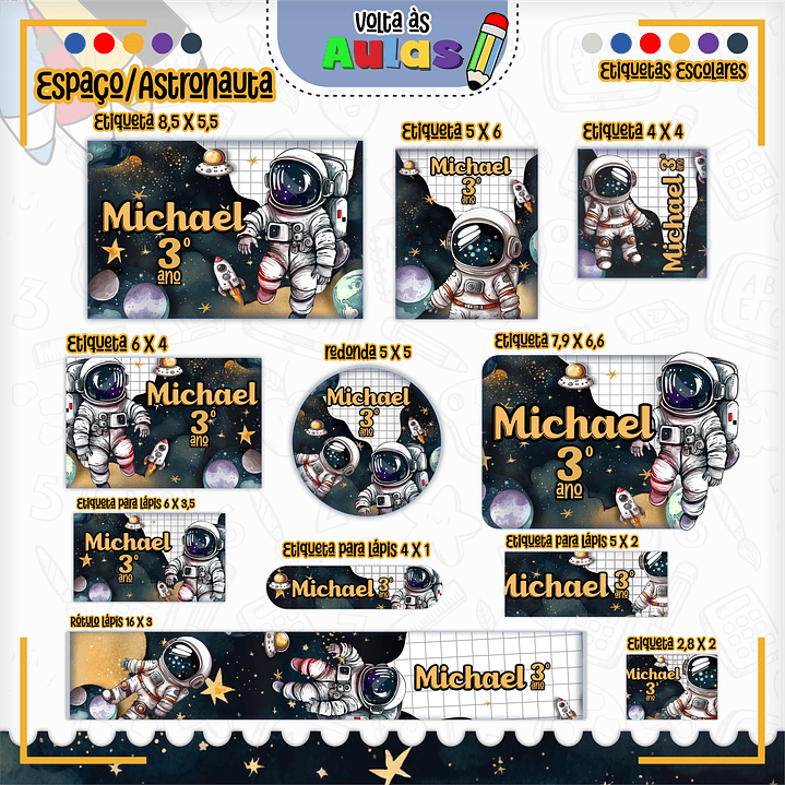 Arquivo Etiqueta Escolar Espaço Astronauta 1