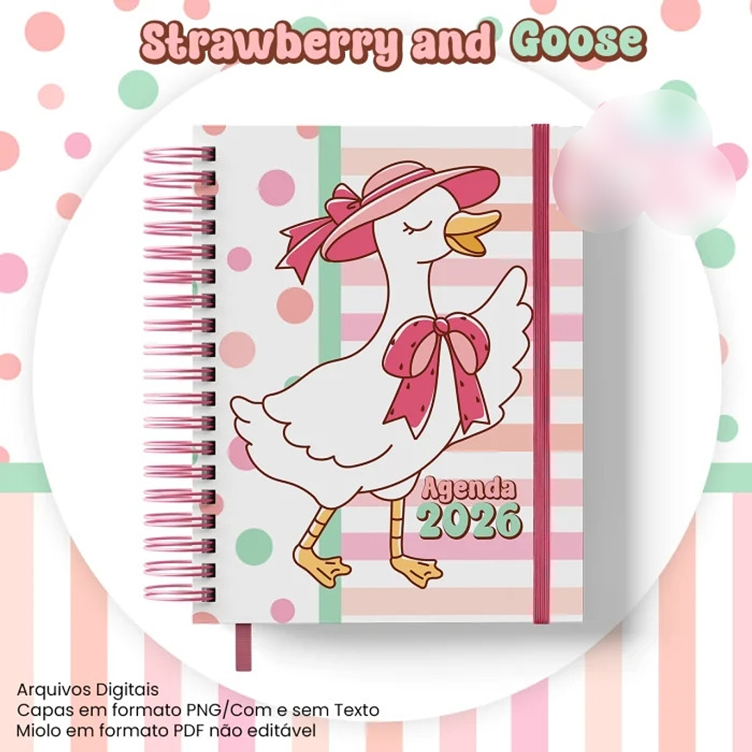 Arquivo Agenda Datada A5 Coleção Strawberry and Goose 1