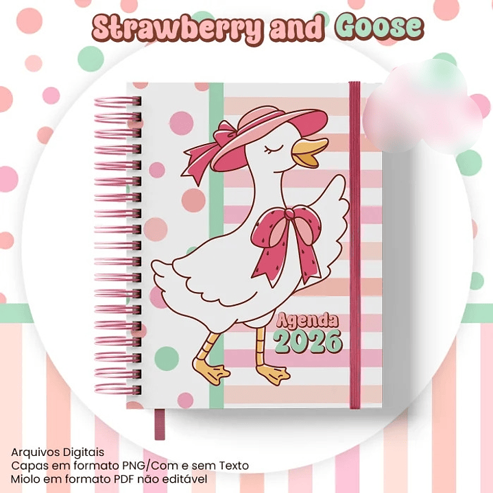 Arquivo Agenda Datada A5 Coleção Strawberry and Goose 1