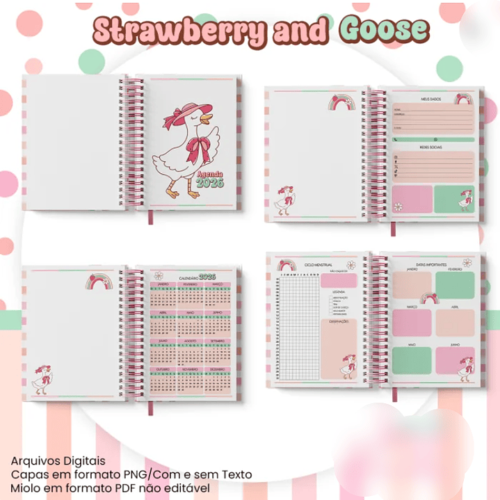 Arquivo Agenda Datada A5 Coleção Strawberry and Goose 3