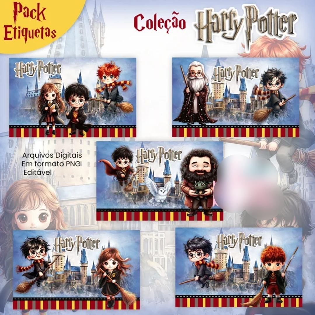 Arquivo Pack Etiquetas Escolares 8x5 cm Coleção Harry Potter  1