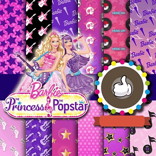 Kit Digital Barbie Princesa Popstar 