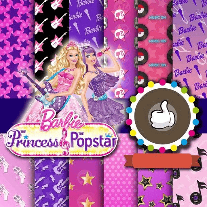 Kit Digital Barbie Princesa Popstar  1