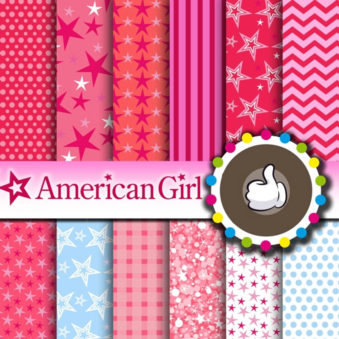 Kit Digital Papel American Rosa Menina  1