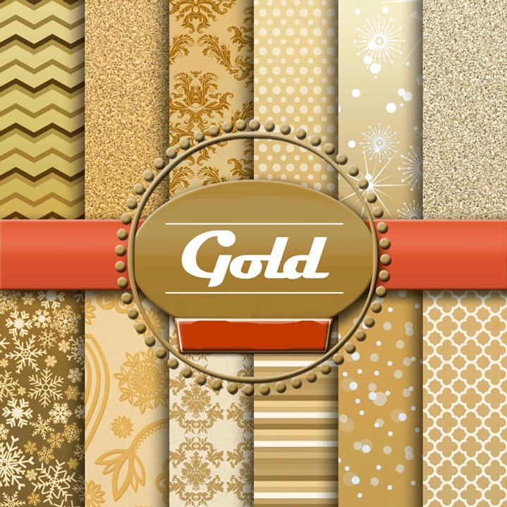 Kit Digital Papeis Ouro  1