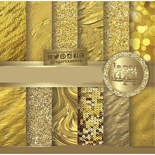 Kit Digital Papeis Ouro 