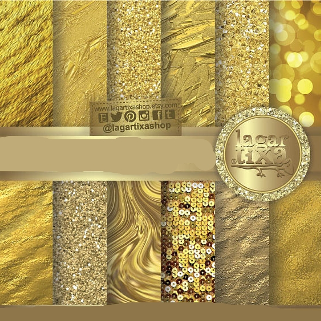 Kit Digital Papeis Ouro  1