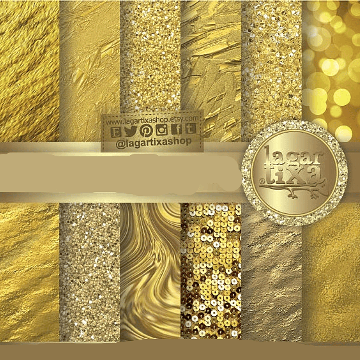 Kit Digital Papeis Ouro  1