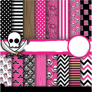 Kit Digital Papeis Pirata Rosa 