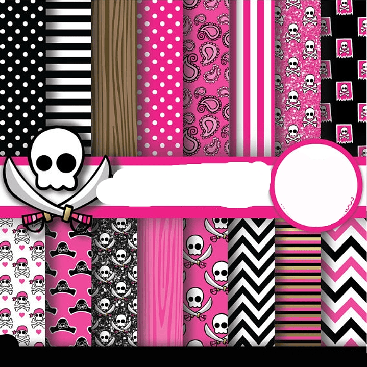 Kit Digital Papeis Pirata Rosa  1