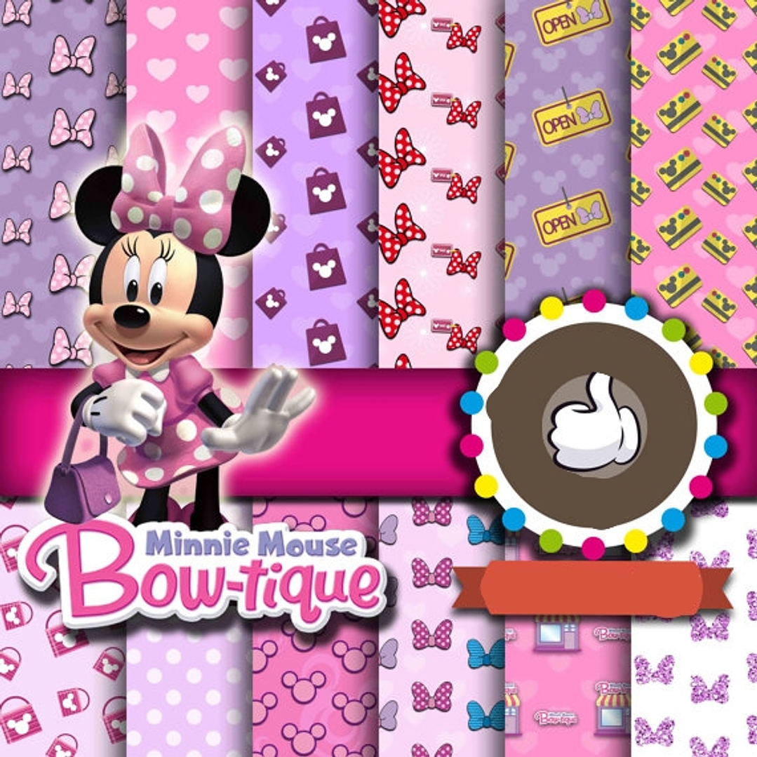 Kit Digital Minnie Rosa Laços  1