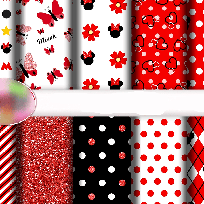 Kit Digital Papeis Minne Vermelha  1