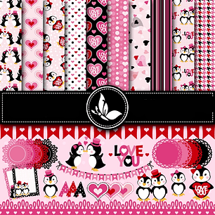 Kit Digital Pinguins Romanticos 