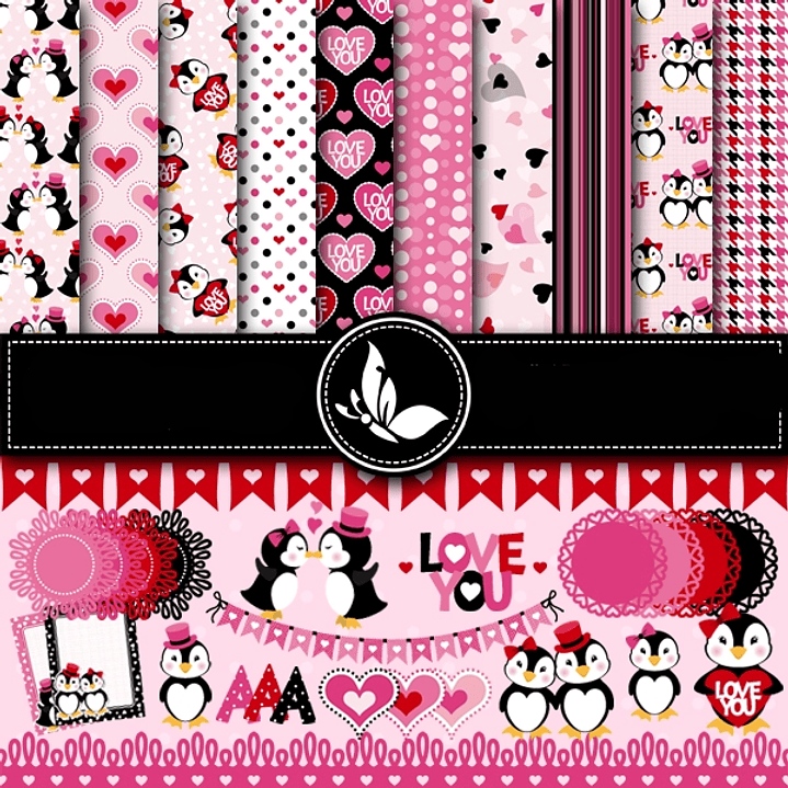 Kit Digital Pinguins Romanticos  1