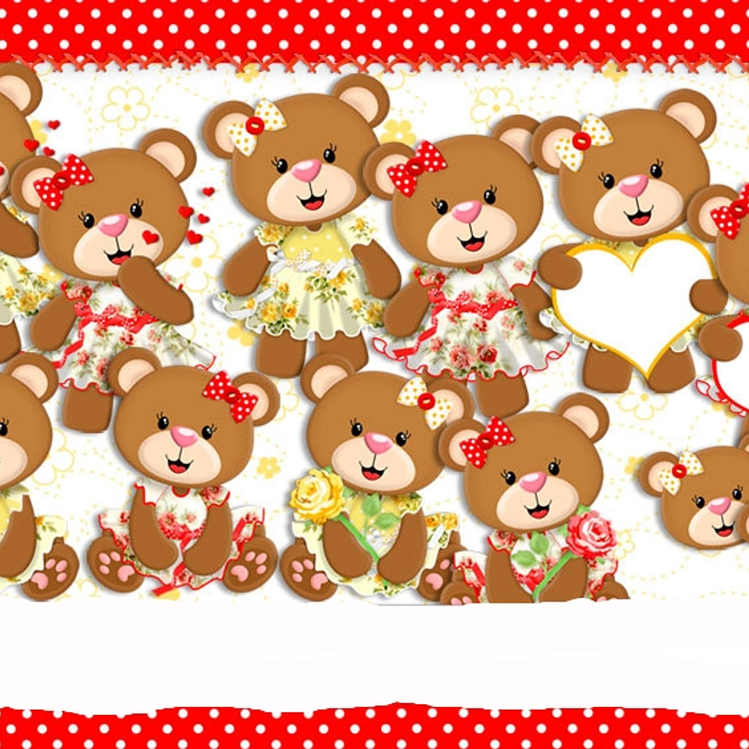 Kit Digital Ursinha Vermelha e Amarela  1