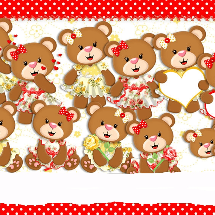 Kit Digital Ursinha Vermelha e Amarela  1