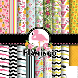 Kit Digital Papeis Flamingo 