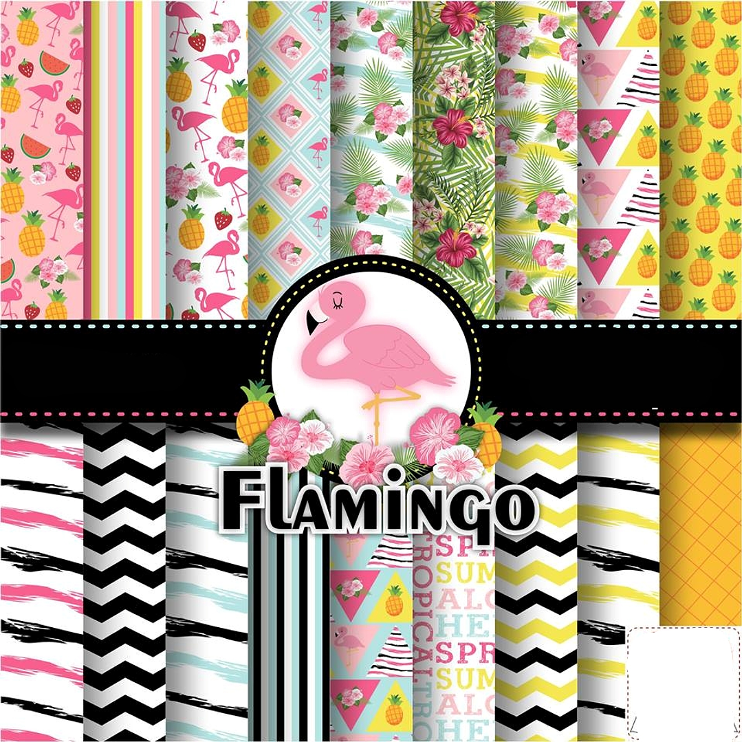 Kit Digital Papeis Flamingo  1
