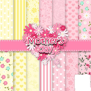 Kit Digital Papeis Flores Coração 