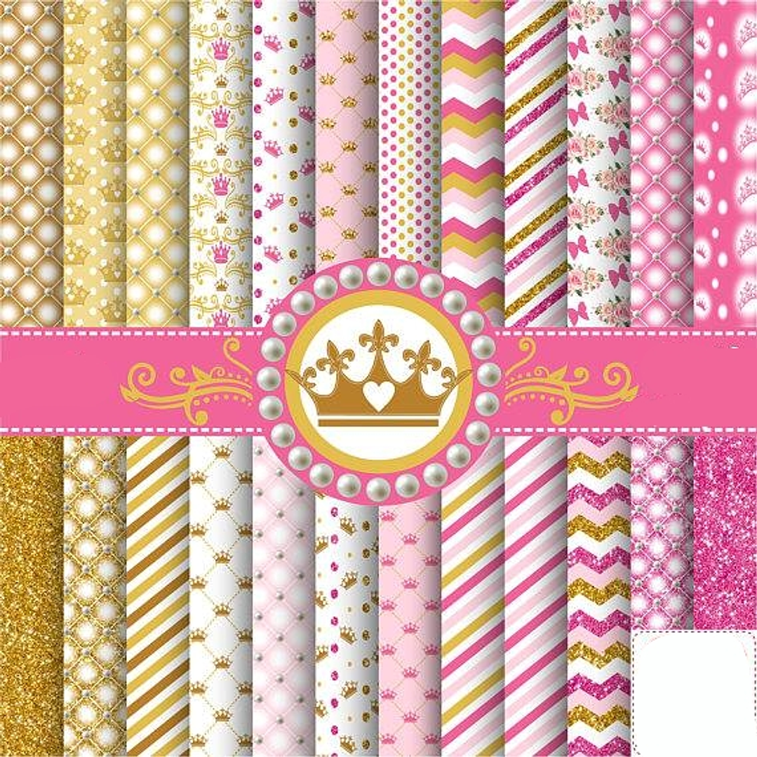 Kit Digital Papeis Realeza Rosa  1